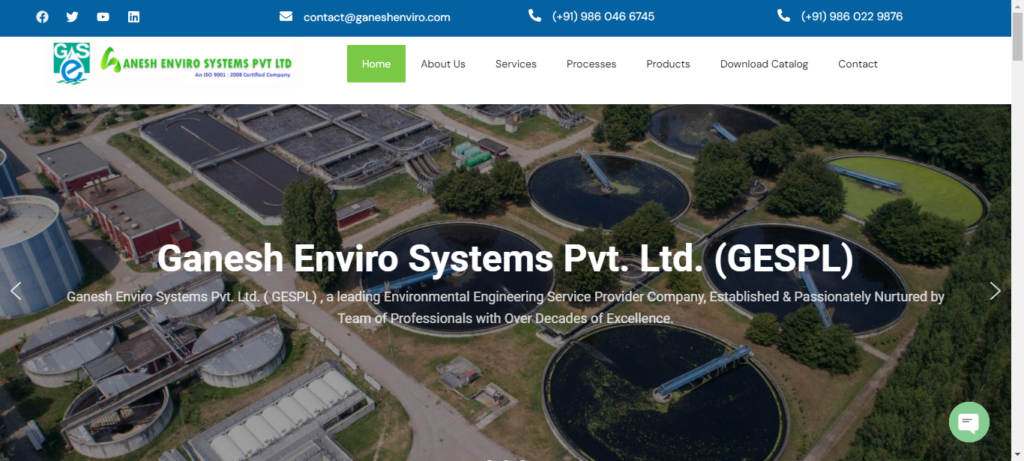 Ganesh Enviro Systems Website Banner